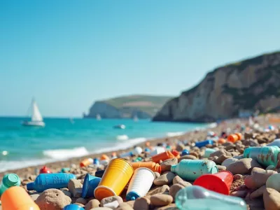 Pollution plastique sur une plage