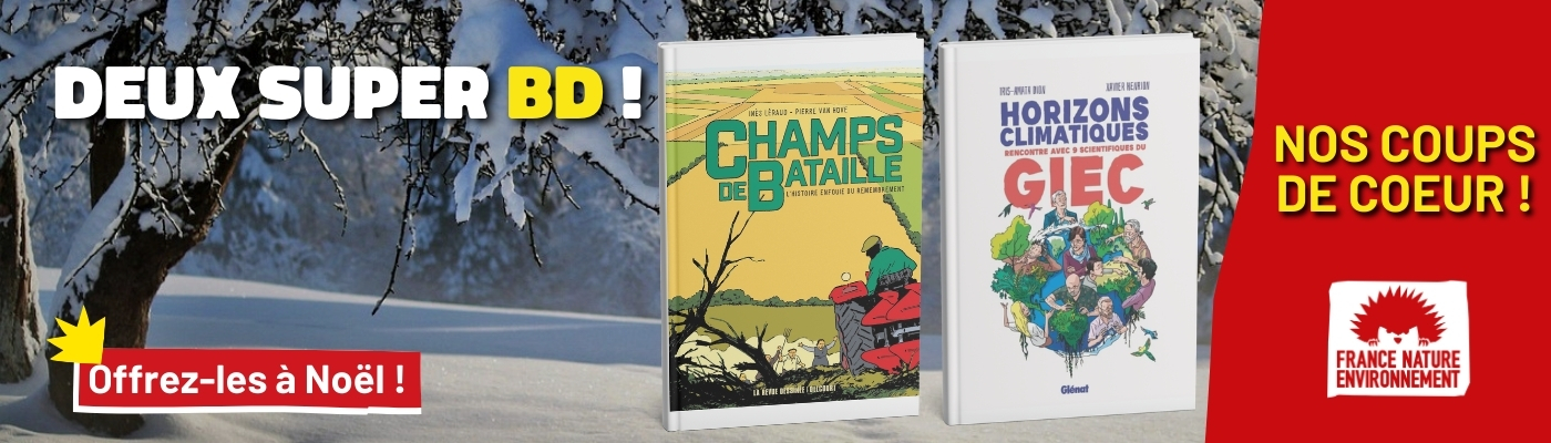 Illustration de deux super BD, champs de bataille et Horizons climatiques, nos coups de coeur pour Noël