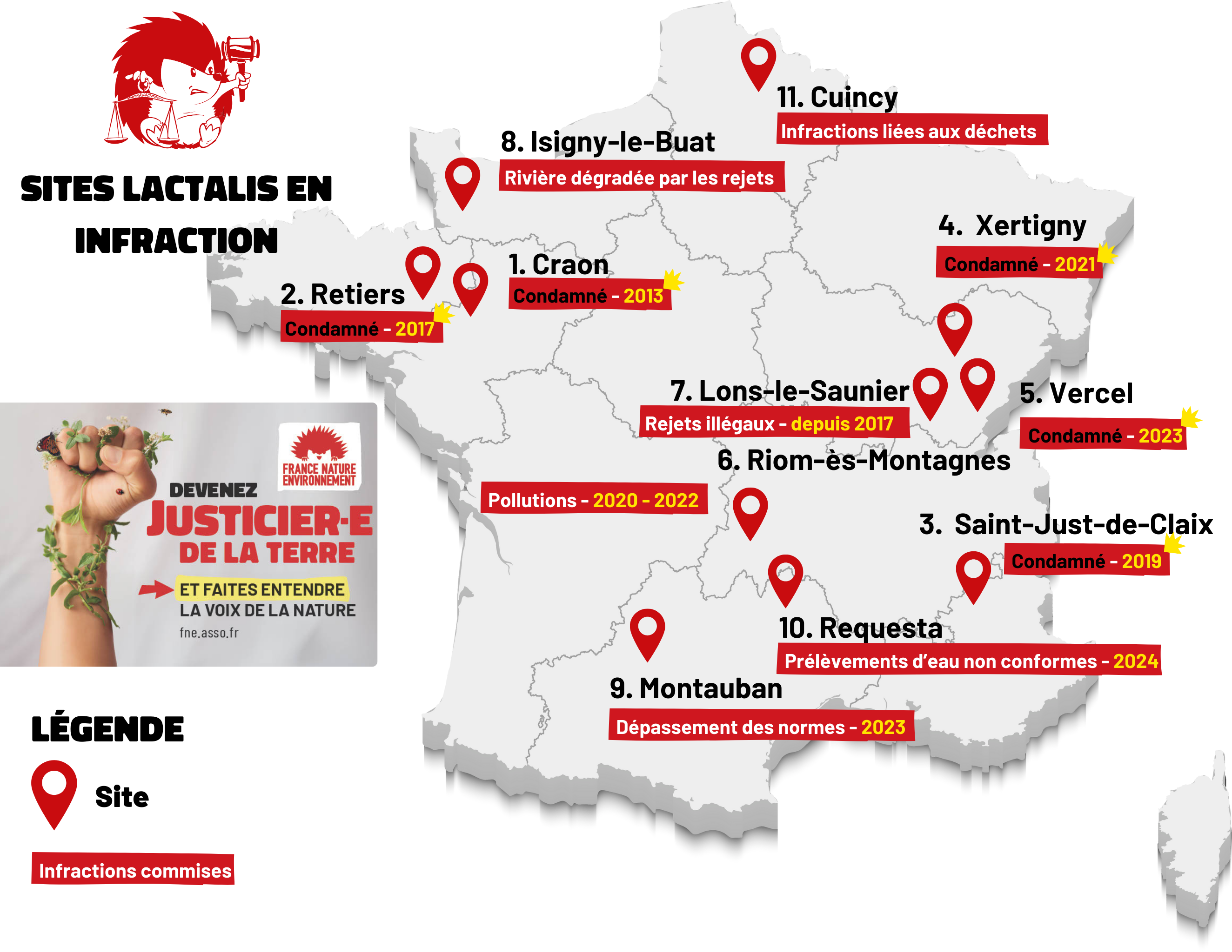 carte des affaires judiciaires de Lactalis