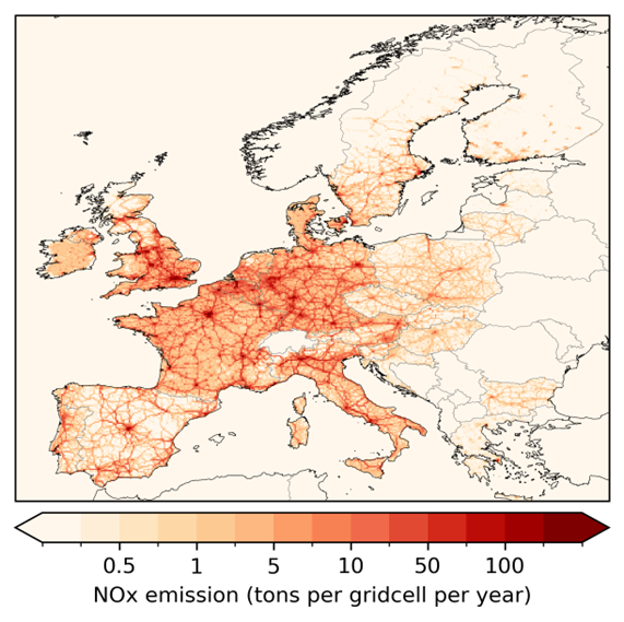 Carte des impacts atmosphériques du Dieselgate