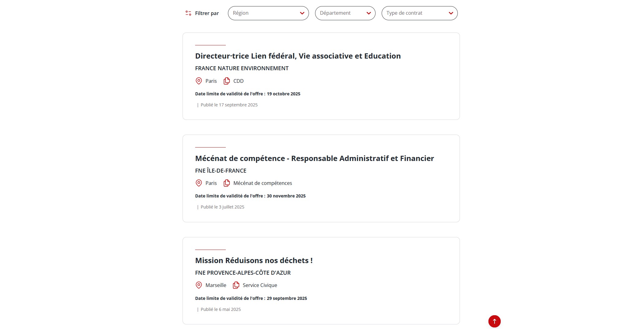 Aperçu de la page Recrutement