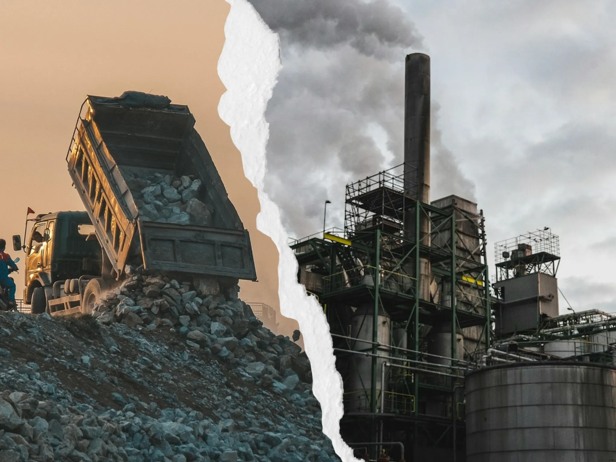 Dépôt de déchets et usine