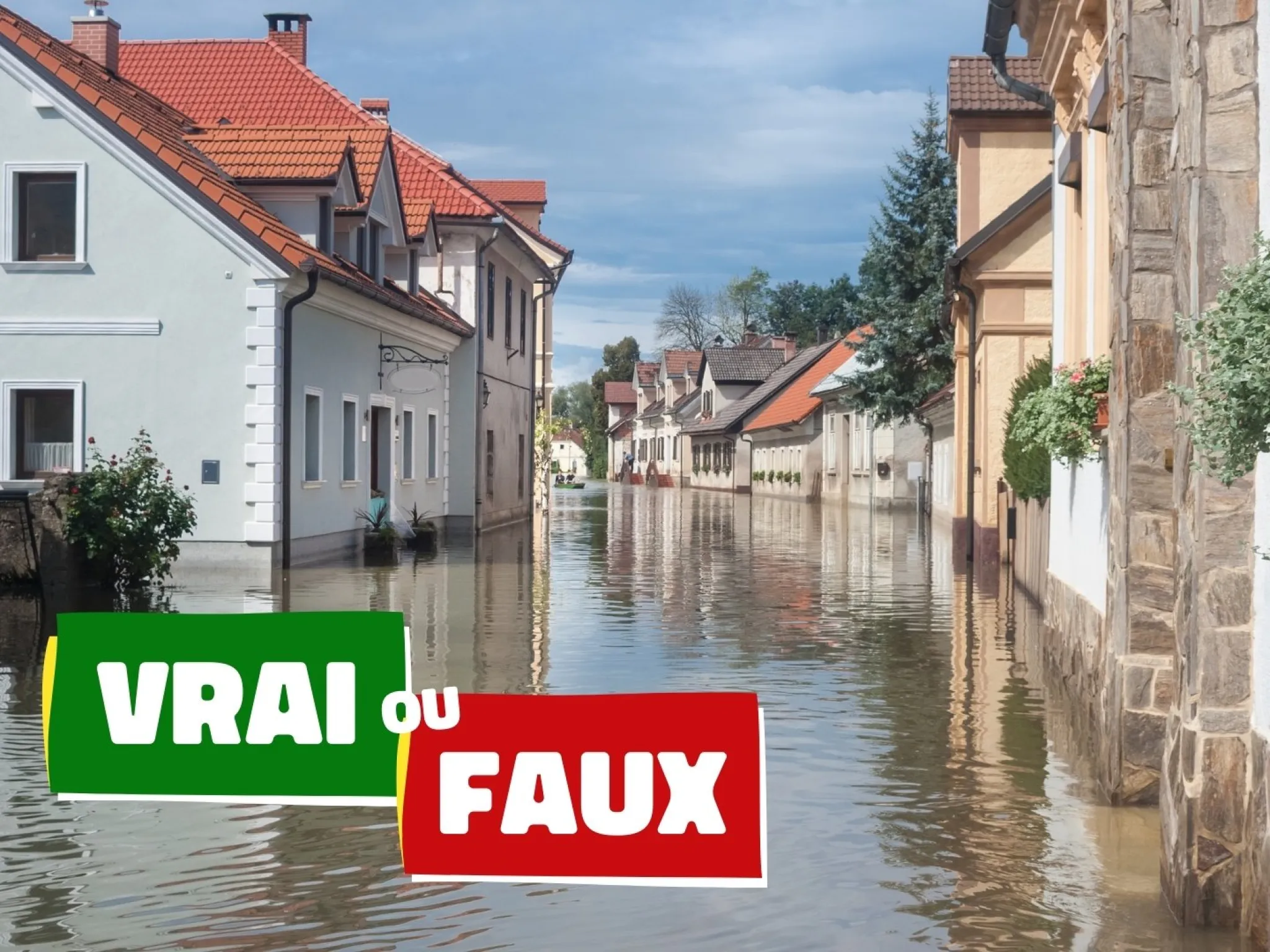 Village avec inondations